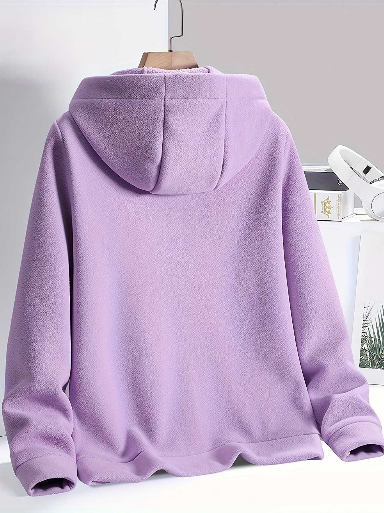 Warm Fleece Hooded Jacket with Zipper Pocket