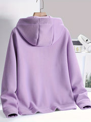 Warm Fleece Hooded Jacket with Zipper Pocket