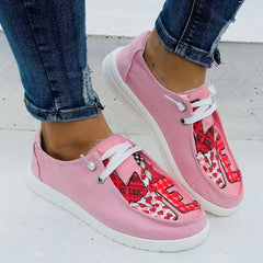 Women's Red Heart Stitching Cartoon Sneakers