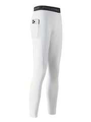 Men's Solid Pocket Leggings Active Quick Drying Compression Pants