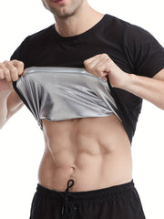 Men's Compression Sweat Sauna T Shirt High Stretch Comfy Tee Top