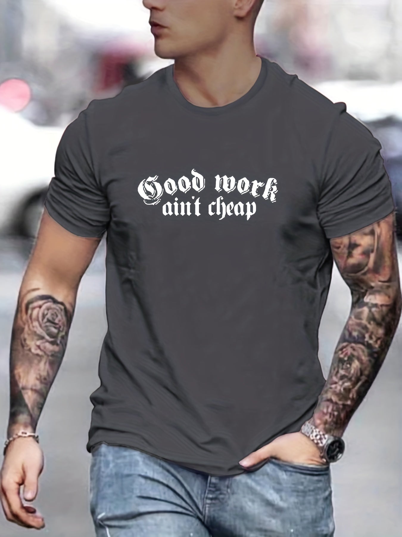 Men's Letter Print T Shirt for Summer Outdoor Activities