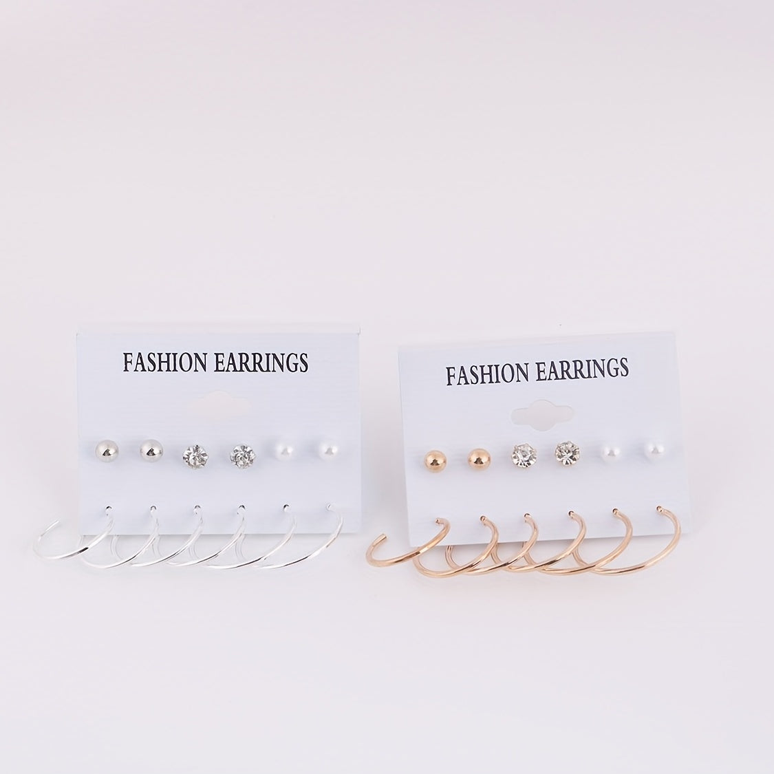 12pairs Geometric Gold Silver Stud Earrings Set