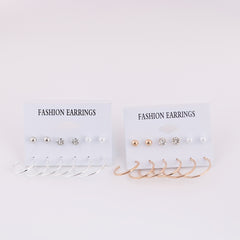 12pairs Geometric Gold Silver Stud Earrings Set