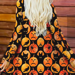 Halloween Graphic Print Open Front Cardigan