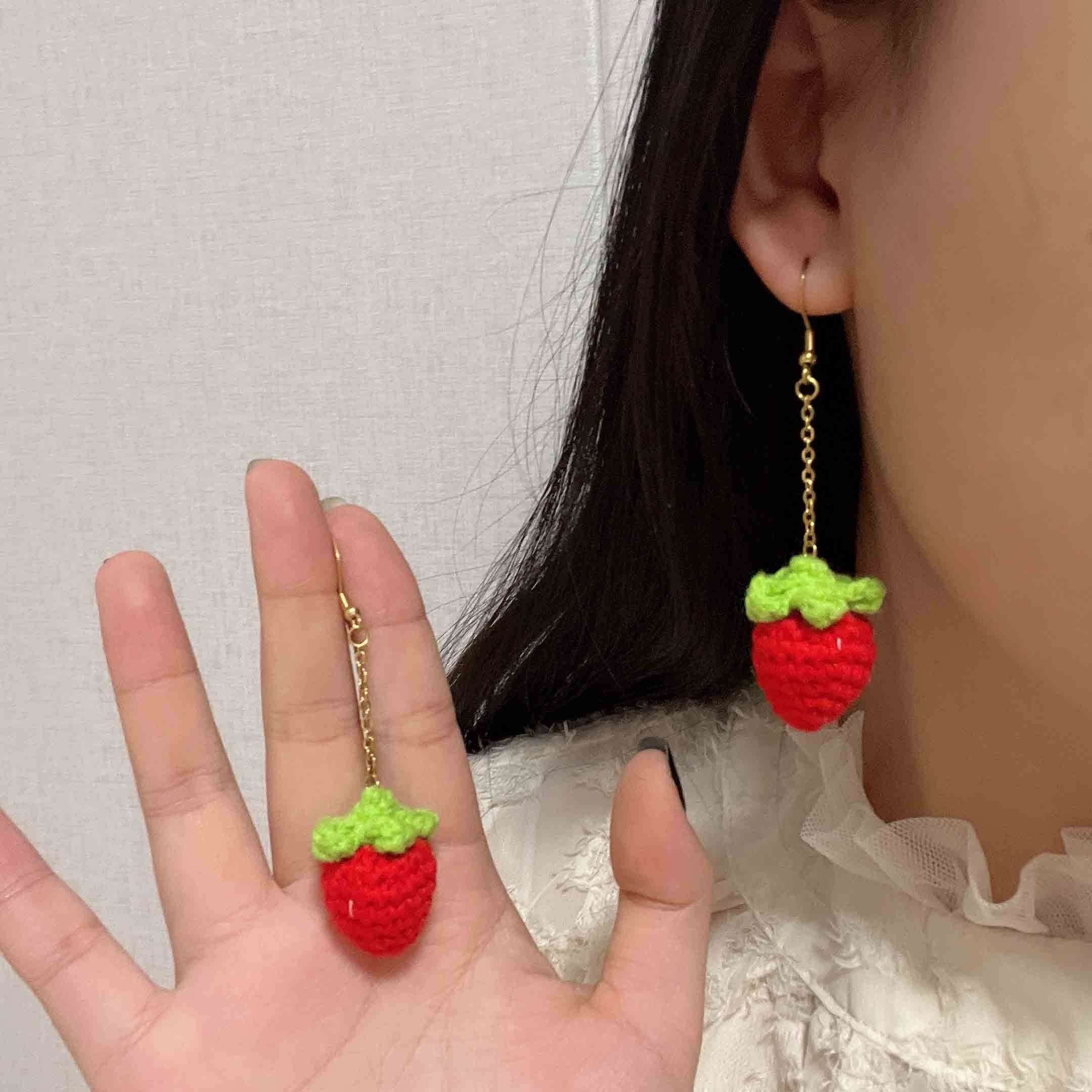 Strawberry Braided Earrings Stainless Steel Women