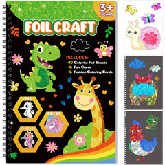 Foil Craft Animal DIY Art Kit - Creative No Mess Art Fun Set for Kids