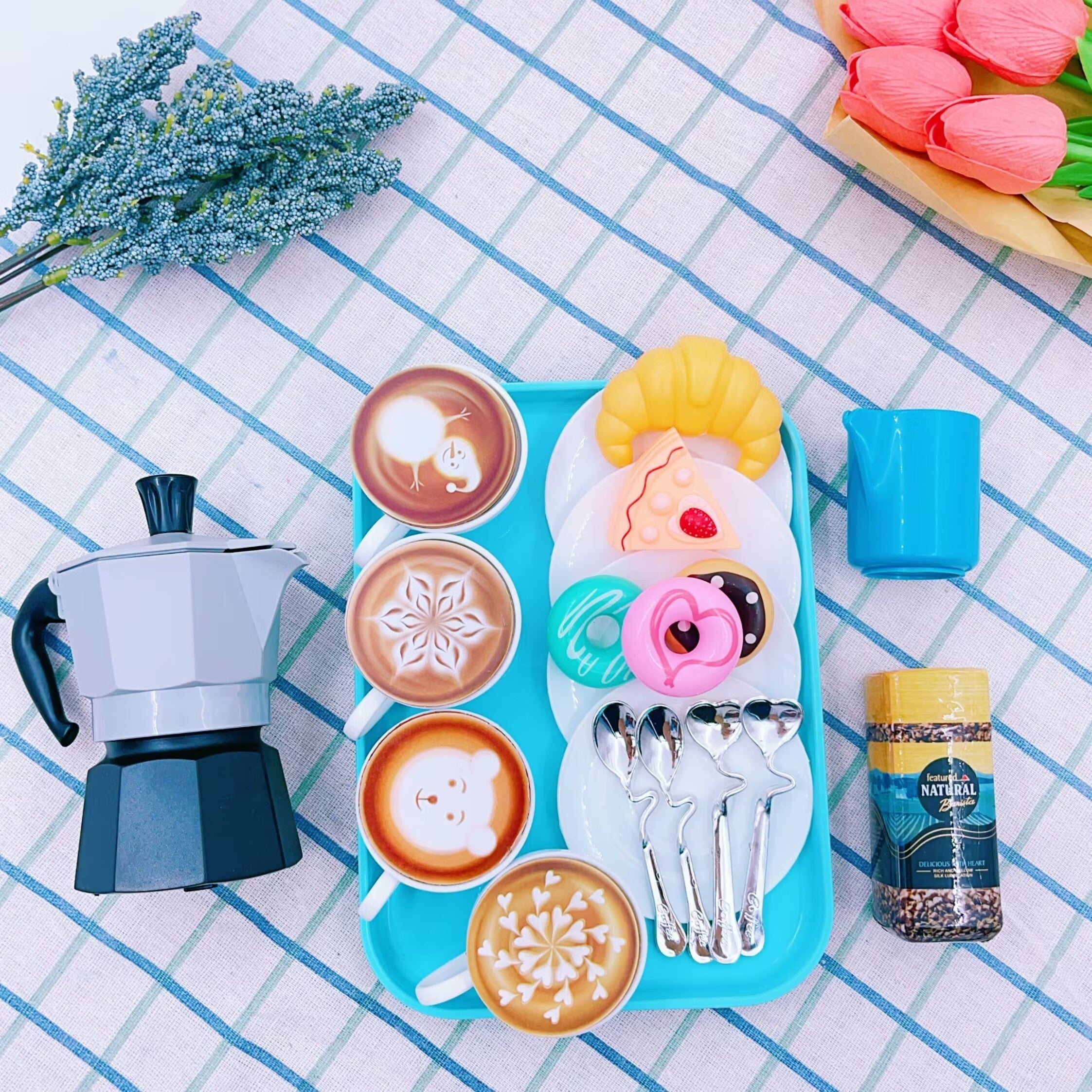 25pcs Afternoon Tea Coffee Toy Set for Kids Pretend Play Gift