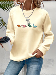 Dino Print Crew Neck Sweatshirt Women's S/F