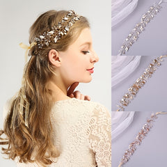 Pearl Rhinestone Leaf Head Piece Wedding Bridal Hair Accessory