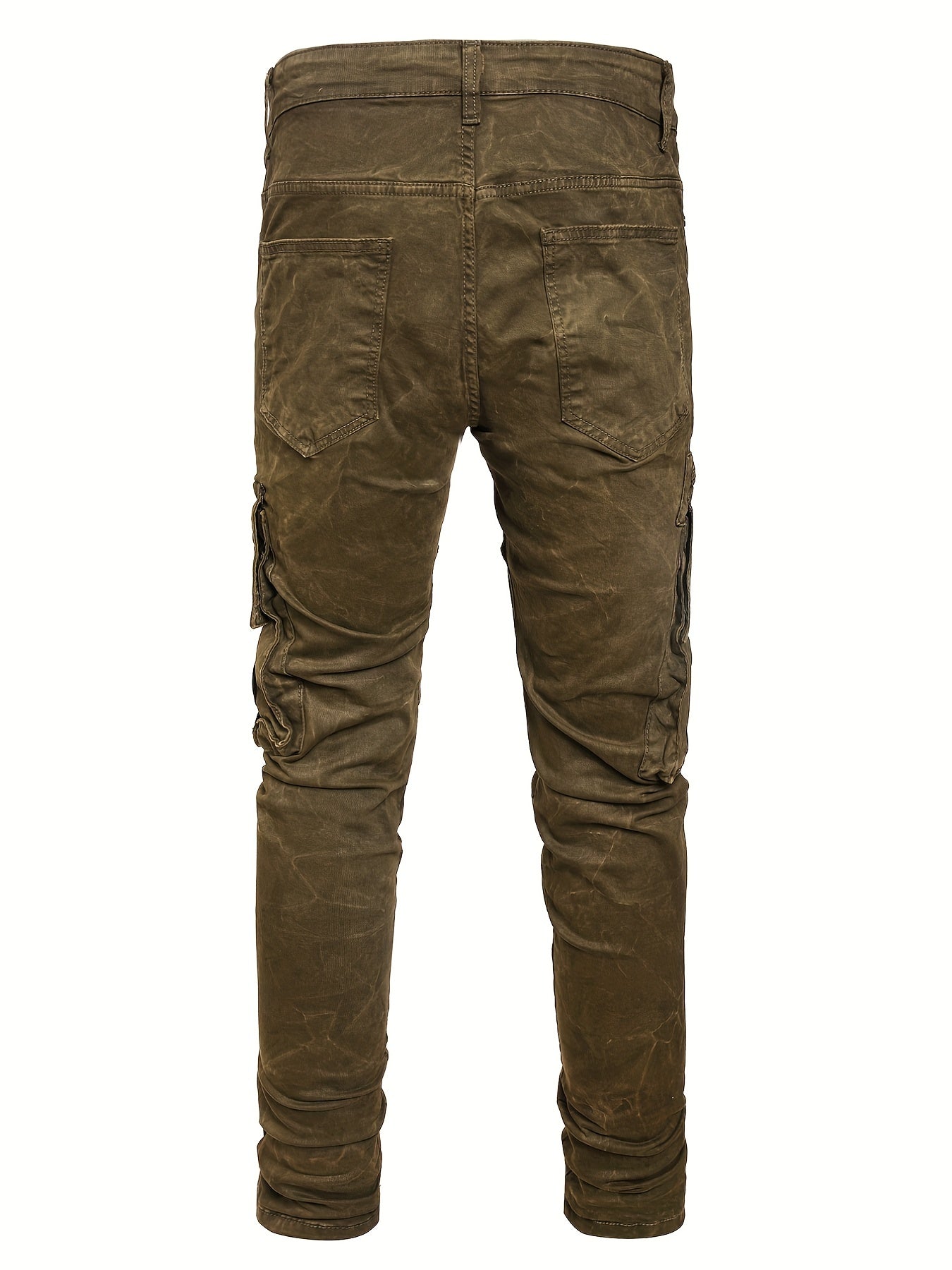 Tie Dye Slim Fit Big Flap Pocket Jeans Men's Casual Slightly Stretch Denim Pants