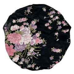 Flower Print Satin Bonnet Night Cap for Women