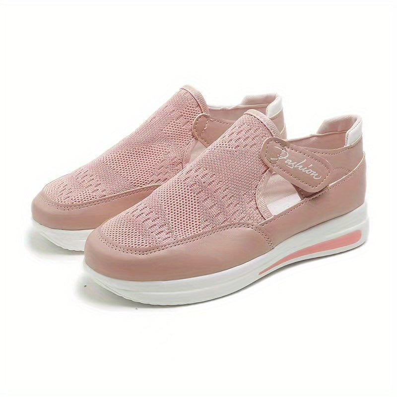 Women's Knit Platform Sneakers Cutout Hook & Loop Shoes