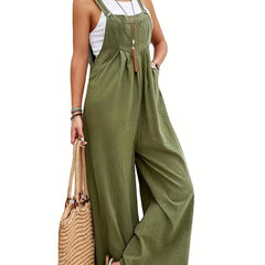 Wide Leg Overall Jumpsuit Casual Button Overall Jumpsuit