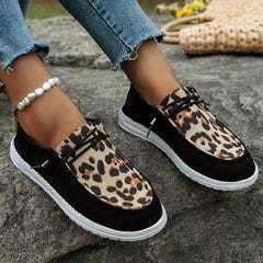 Leopard Pattern Walking Shoes Lightweight Low Top Travel Sport Flat Shoes