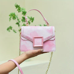 Tie Dye Small Handbag Faux Leather Chain Crossbody Bag Women's Top Handle