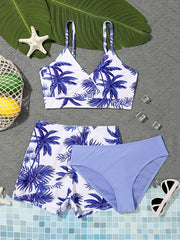 Girls Palm Tree Bikini Tankini Set Summer Beach Bathing Suits