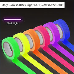 6pcs Fluorescent Cloth Tape Adhesive Neon Glow In The Dark Tape Matte 6 Colors