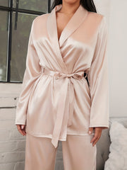 Satin Pajama Set with Robe & Pants