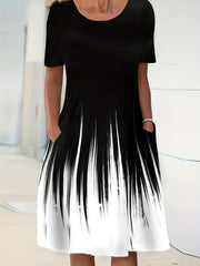 Ombre Stripe Print Maxi Dress with Pockets