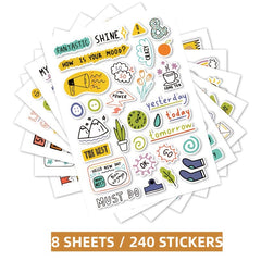 240pcs DIY Precut Decoration Stationery Diary Sticker Planner Index Label