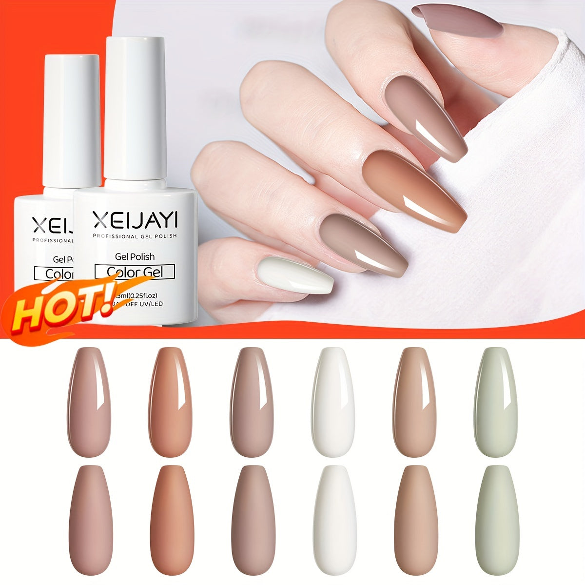 6 Colors Gel Nail Polish Starter Kit Nude Soak Off No Wipe