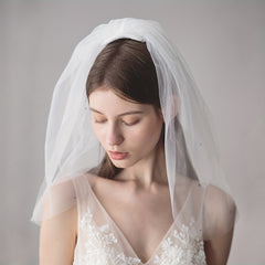 Short Bridal Head Veil Rhinestone Layer Wedding Hair Accessories