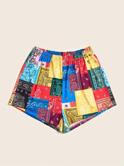 Paisley Patchwork Print Shorts for Women
