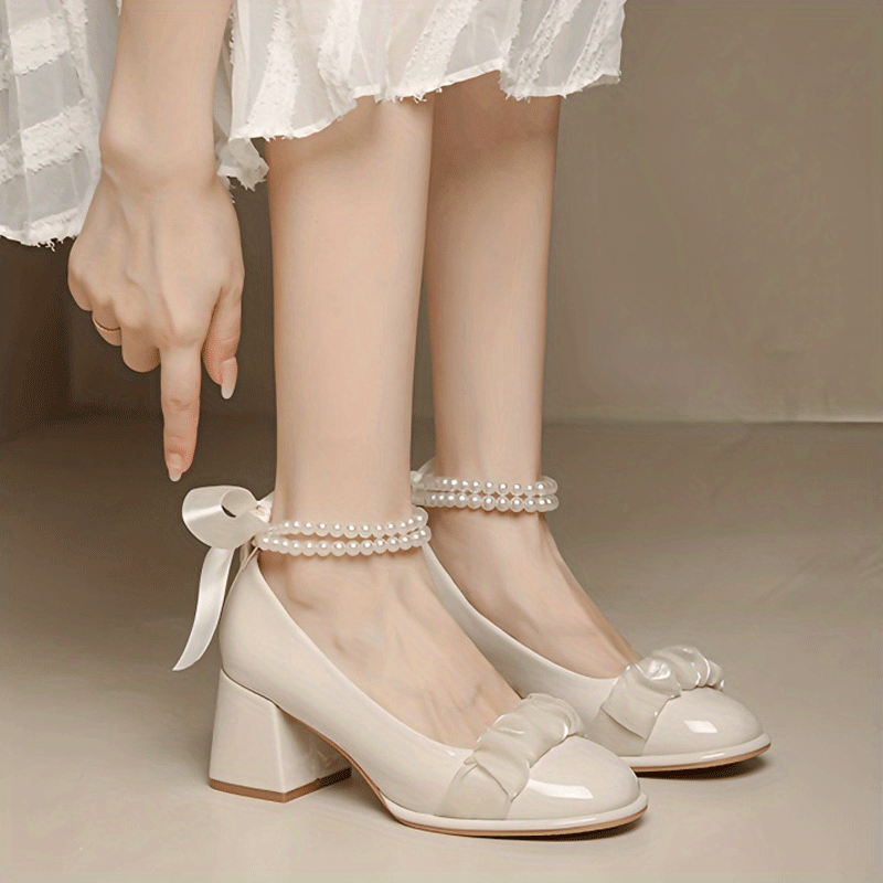 Women's Lace-Up Chunky High Heel Pumps