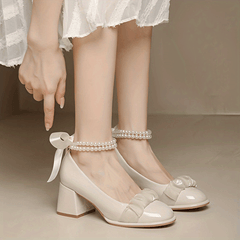 Women's Lace-Up Chunky High Heel Pumps