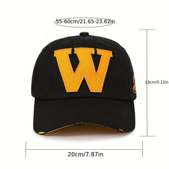 Duck Tongue Baseball Hat Washed Letter W Sun Visor Street Cap