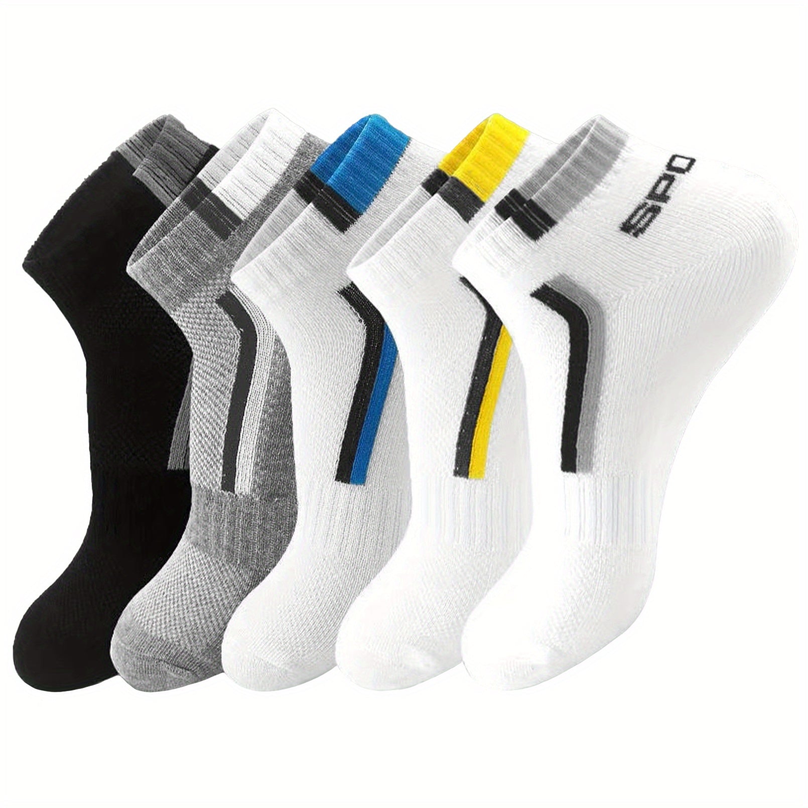 Men's Mid Crew Sport Socks Mesh Cotton Blend Breathable Socks