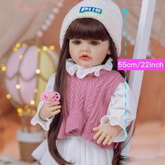 55 Pink Reborn Youngsters Girl Doll Full Vinyl Body Princess Toy