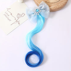 Snowflake Mesh Bow Curly Wig Hair Clips for Girls