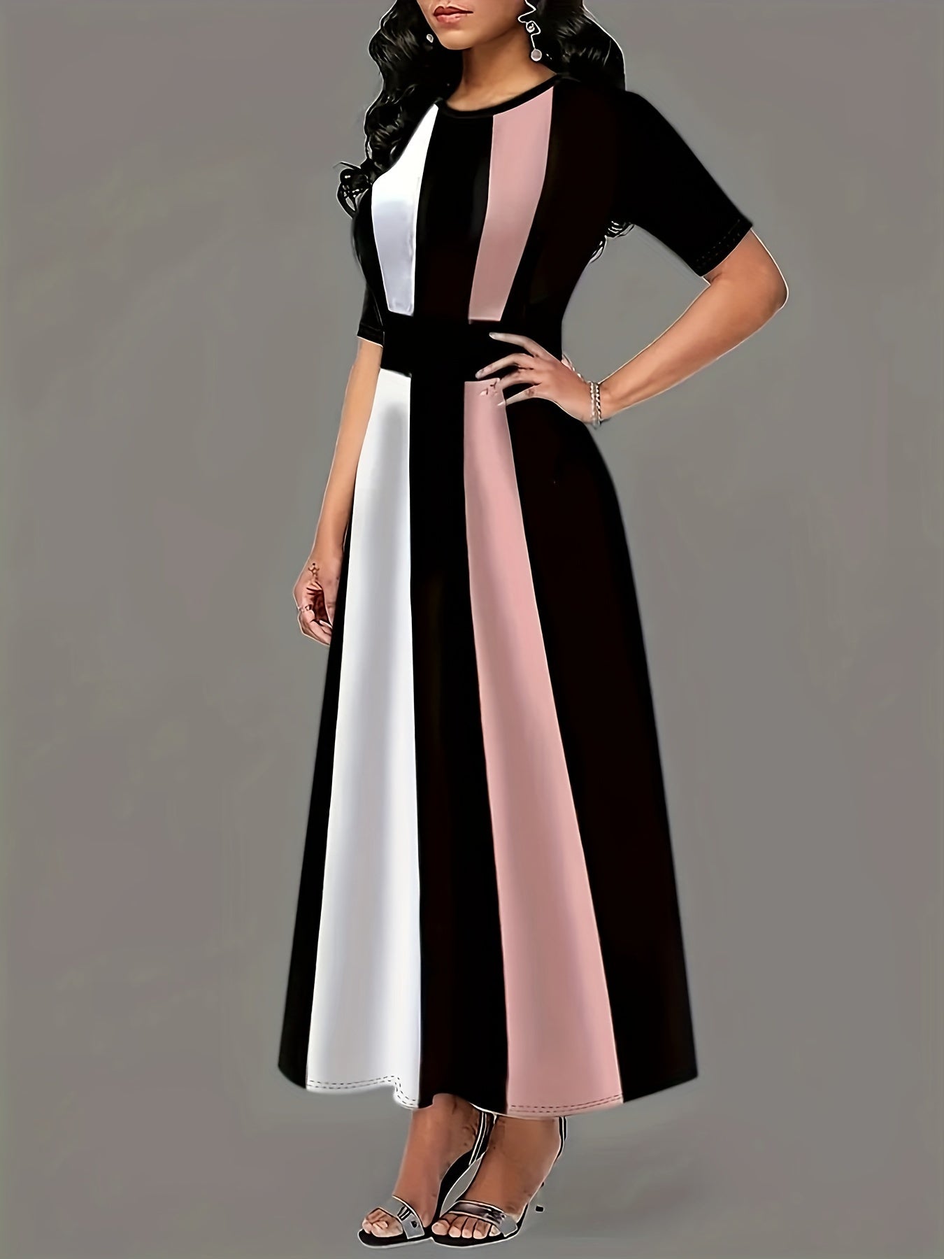 Colorblock Maxi Dress with Pockets