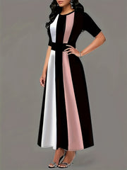 Colorblock Maxi Dress with Pockets