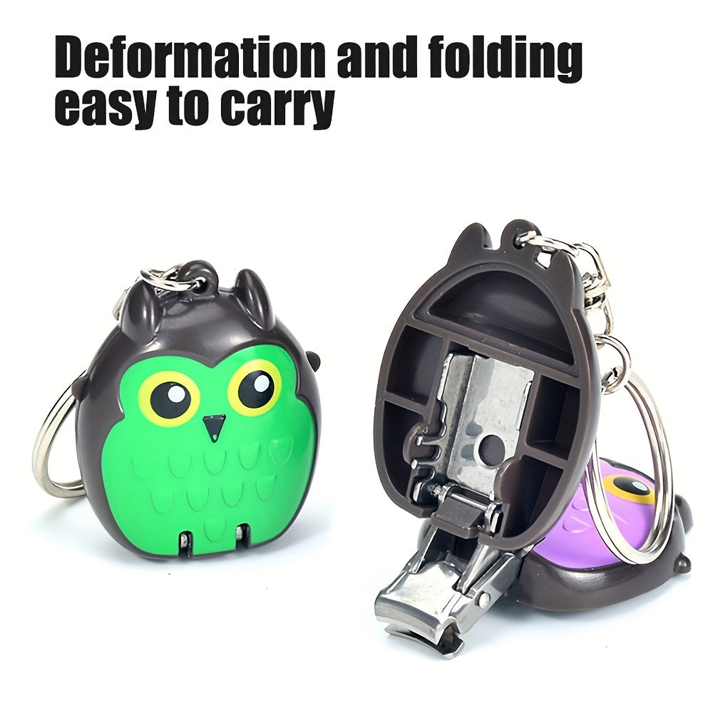 Owl Shape Nail Clippers Stainless Steel Toenail Trimmer Cutter Keychain