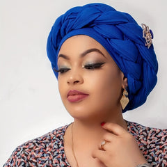 Big Braid Pre tied Turban Cap Flower Decor Classic Head Wrap Elastic Bonnet Bean