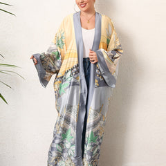 Floral Print Long Sleeve Cover Up with Belt