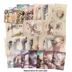 60pcs Retro Box Message Notepad Journal Collage Paper Dreams & Fantasy Series