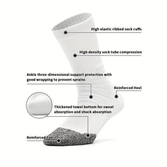 Men's Mid Crew Sport Socks Non Slip Shock Absorption Nylon Blend