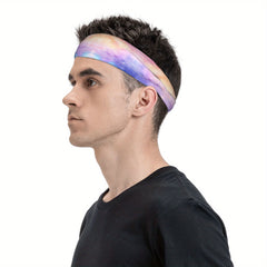 Rainbow Galaxy Print Headband for Sport & Casual Outfits