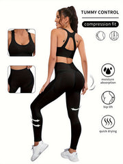 2Pcs Workout Set Sports Bra & Leggings Women's Activewear
