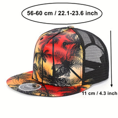 Coconut Tree Print Snapback Cap Baseball Hat for Men Women