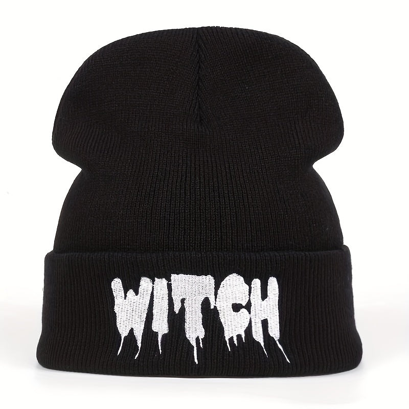 Halloween Witch Punk Hat Embroidered Knitted Warm Hat