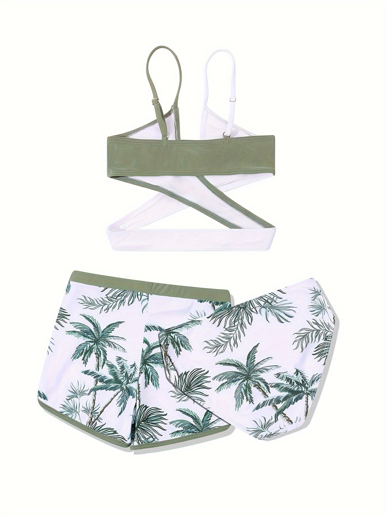 3pcs Girls Coconut Swimsuit Set for Summer Hawaii Vacay