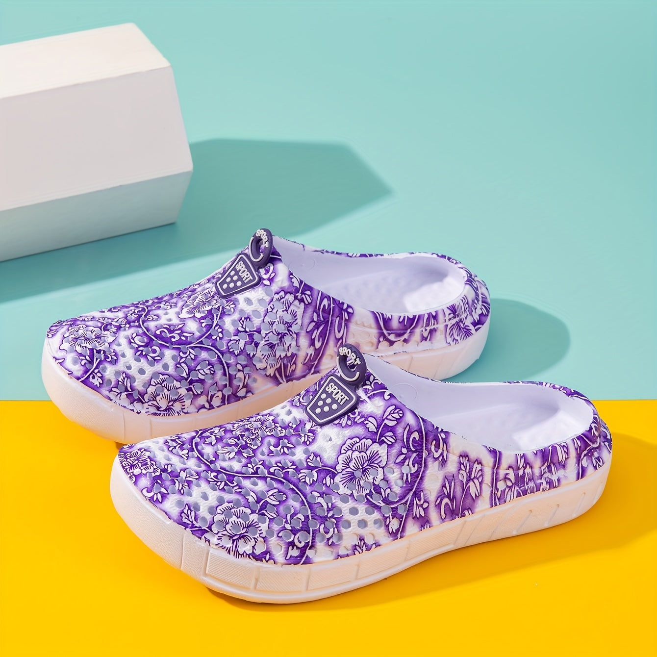 Women's Flower Pattern Waterproof Summer Clogs Garden Slippers