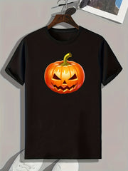 Halloween Pumpkin Print Men's Graphic T-shirt for Summer