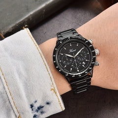 KUERST Hot Teenager Watch Men Steel Band Quartz Chronograph Sports Business Wris