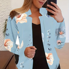 Women's Floral Split Lapel Long Sleeve Blazer